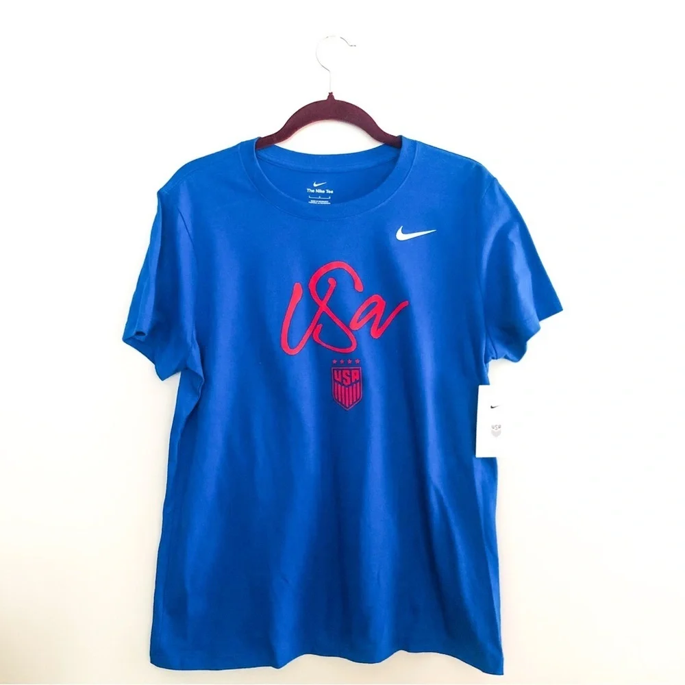 Nike USWNT Team USA Soccer Graphic Tee Royal Blue Women’s Large NWT